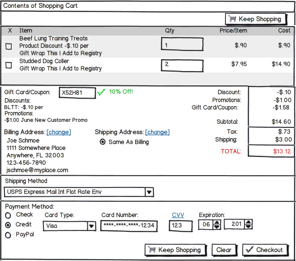 Shopping Cart Balsamiq Mockup